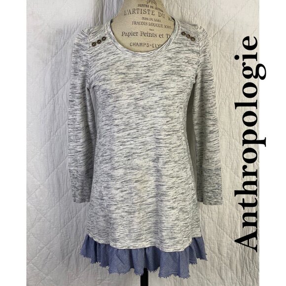 Anthropologie Gray Sweater By Saturday Sunday Peasant - Picture 1 of 9